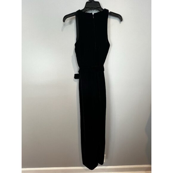 Gap Black Velvet Jumpsuit Size XS V-neck Belted Waist Wide Leg NWT $118 - Picture 10 of 13